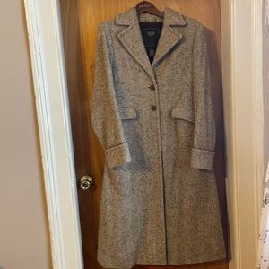 Coach Wool Coat Trimmed with Leather